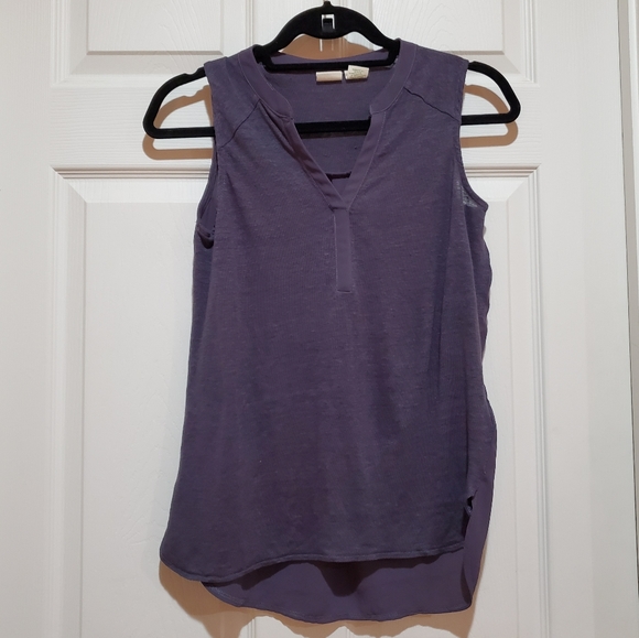 Lucy & Laurel Tops - Lucy & Laurel Linen Front Sleeveless Top